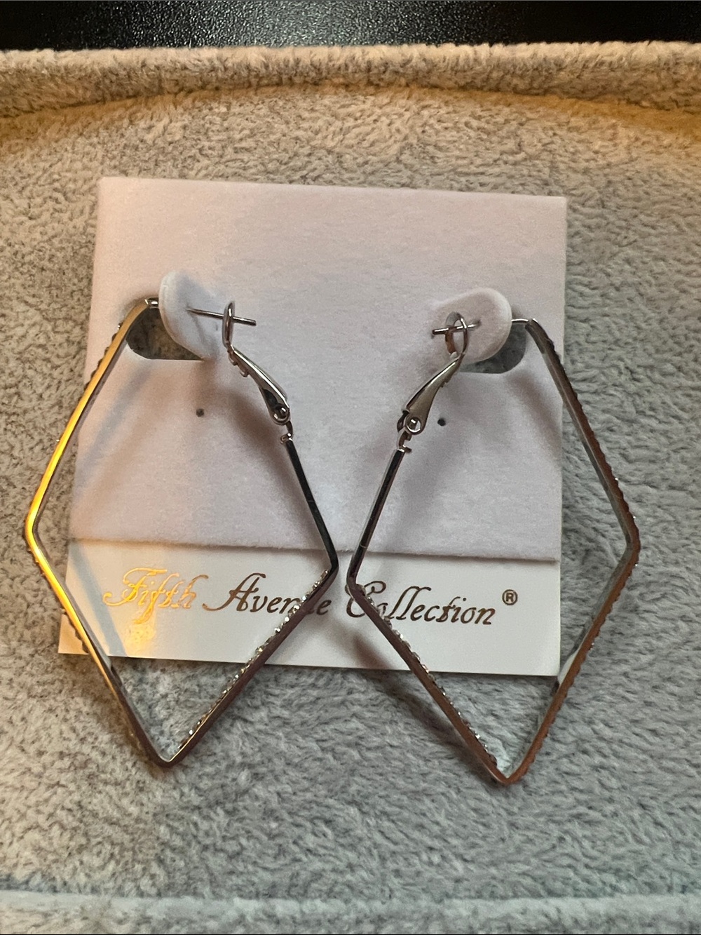 Fifth Avenue Collection Silver Diamond Frame Drop Earrings